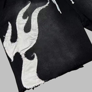 Haute qualité 100% coton respirant tricoté hommes Sweat Shorts Vintage personnalisé brodé Patch Logo dessin été acide Plus - Product Image 5