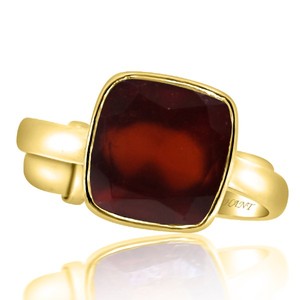 Anillos Ajustables de Cristal con Gema Astrológica Certificada Natural de Granate Hessonita (Gomed) 3.25-12.25 Ratti Ashtdhatu en Forma de Cojín - Product Image 1