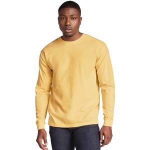 T-shirt jaune à manches longues uni à col ras du cou personnalisé d'été respirant XL - Product Image 1