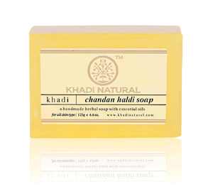 Proveedor indio de jabón KHADI NATURAL Herbal Chandan Haldi con cúrcuma y sándalo para uso regular en todo el mundo - Product Image 3
