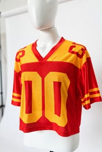 Camisetas de fútbol retro personalizadas de alta calidad con cuello en V, estilo oversized, para hombre, de malla transpirable, corte cropped, estilo americano, talla americana. - Product Image 6