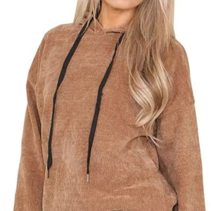 2026 invierno apilado Vintage terciopelo poliéster mujer ácido lavado Streetwear chándal personalizado de dos piezas pantalón acampanado conjunto de chándal - Product Image 3