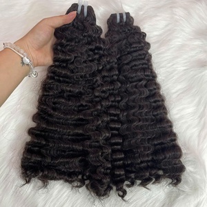 Prix usine – Extensions de cheveux bouclés birmans noirs, 100 % vietnamiens, tissage machine, sans nœuds, sans perte, super soyeux - Product Image 2