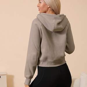 High Quality Customized <b>Women's</b> <b>Half</b>-<b>Zip</b> Hooded Pullover Sweatshirt Comfortable Long Sleeve Cropped Style Embroidered Printed - Product Image 4