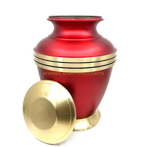 Urna de cremación de aluminio rojo hecha a mano moderna elegante cenizas humanas para adultos tarro de regalo de recuerdo funerario conmemorativo de Metal personalizado - Product Image 2