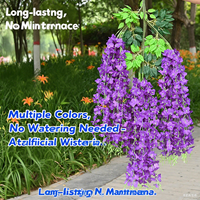 Bunga gantung Wisteria putih buatan bunga gantung grosir bunga Wisteria putih mekar Indoor Outdoor dekorasi pesta pernikahan dinding Wisteria