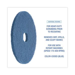 Pads de nettoyage solides bleus Boardwalk de 20 pouces, 5 par carton, diamètre - Product Image 5