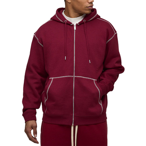 Wholesale Top Quality 100% Cotton Solid <b>Burgundy</b> Color Winter Hoodie Custom Affordable Price Contrast Stitch <b>Hoodies</b> - Product Image 1