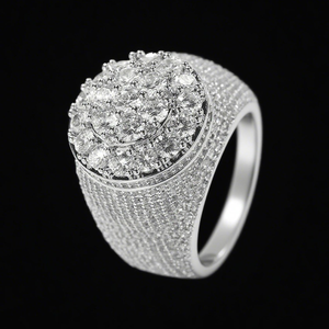 แหวนเงินแท้ 925 ประดับเพชรทรงกลมเต็มวง ระยิบระยับ สไตล์ฮิปฮอป - Product Image 2