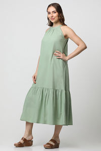 Direct usine Robe en lin sans manches confortable et décontractée pour femmes OEM ODM mousseline de soie brodée style chemise Fabrication en gros - Product Image 3