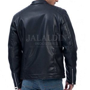 <b>Winter</b> <b>Leather</b> <b>Jacket</b> for Men Stylish All Sizes Customized Logo Private Label Canvas Stand Collar Waterproof Windproof Zipper - Product Image 6