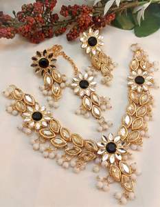 Unique Handcrafted Bridal Stainless Steel Kundan <b>Set</b> with <b>Silver</b> Plated Finish Kundan Detailing Perfect for Indian Ceremonies - Product Image 6