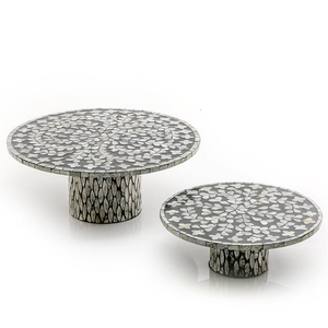 Support à dessert à un niveau/plateau à gâteaux couverts ronds avec base en résine nacrée pour les fêtes de mariage d'anniversaire pour la cuisson - Product Image 1