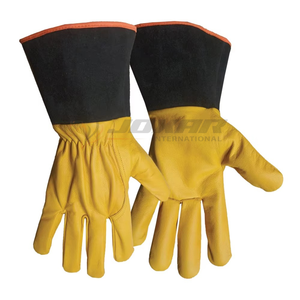 Gants de soudage robustes avec manches longues en cuir résistant au feu et doublure douce pour la sécurité et le confort pendant le soudage - Product Image 2
