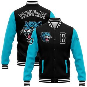 Bombardier personnalisé à motif 3D bleu-blanc lacs noirs veste Letterman Varsity à pression complète coupe-vent veste universitaire pour hommes - Product Image 1