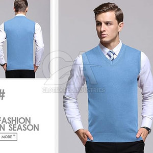 Vente en gros Automne Hiver Tricots Hommes Pull Tricoté Sans Manches Gilet Hommes Pull Sans Manches Gilet - Product Image 4