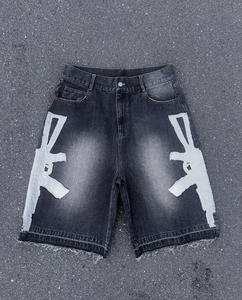 Pantalones Cortos de Mezclilla Personalizados de Alta Calidad Estilo Y2K con Parches Bordados Desgastados, Fabricante de Jorts Cargo para Hombre con Pedrería - Product Image 6
