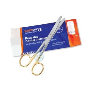 Ciseaux dentaires en acier inoxydable Tc avec manche doré, fabriqués en acier inoxydable AISI 420 - Product Image 1