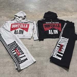 Conjunto de chándal holgado con estampado lavado y Sudadera con capucha Unisex con rayas laterales personalizadas de gran tamaño y alta calidad - Product Image 3