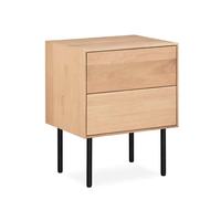 Table de chevet moderne en teck massif, écologique et durable, avec pieds en fer, table de rangement de haute qualité pour chambre à coucher, appartement, hôtel, salon
