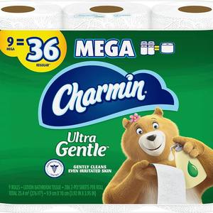 Para Charmin Ultra suave desechable 9 rollos fuerte y suave papel higiénico antibacteriano lavable - Product Image 1