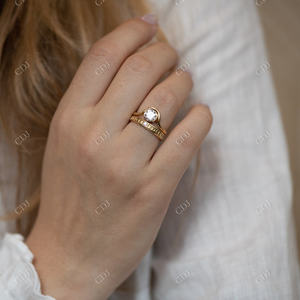 Anillo de Bodas de Luna Anillo de diamante de fase lunar para mujer Anillo de Bodas de alta calidad Mayorista de joyería de boda personalizado de la India - Product Image 2