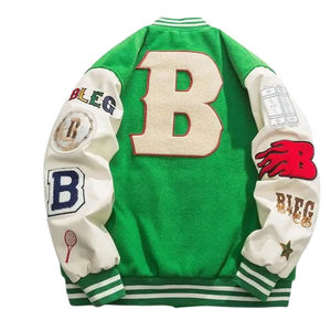 Veste de baseball varsity sur mesure de qualité supérieure pour homme, nouvelle arrivée, en peau de mouton, broderie, patchwork sur le devant, imperméable - Product Image 2