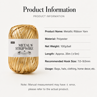 100% Polyester Metallic Shiny Ribbon Yarn with High Strength and Good Evenness for Crochet Bags and DIY Hand Knitting