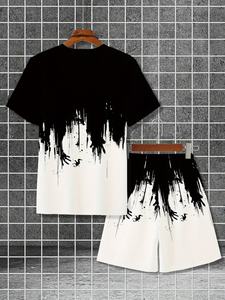 ชุดกีฬาฤดูร้อนสำหรับผู้ชายชุดสั้น2ชิ้นกางเกงขาสั้นแขนสั้นทรงหลวม - Product Image 4