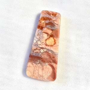 Collar con colgante de caramelo de algodón melocotón de ágata mexicana en plata de ley, joyería artesanal única hecha a mano de EE. UU. - Product Image 2