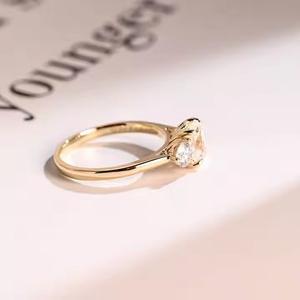 Gold Three Lab Diamond Engagement Ring 2.50CTW VVS1 <b>Cushion</b> Cut Lab Grown Diamond Anniversary Gift Wedding Fine Jewelry Her - Product Image 6