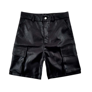 Comfortable New Arrival <b>Men's</b> Designer <b>Leather</b> <b>Shorts</b> Custom Breathable Cotton Solid Color Adjustable Waist <b>Leather</b> <b>Shorts</b> - Product Image 1