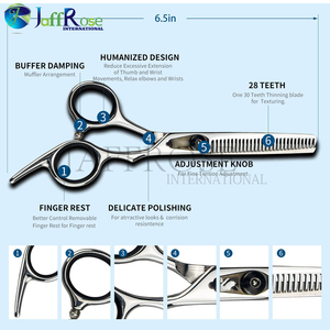 Ciseaux professionnels de coupe de cheveux de coiffeur en acier inoxydable de 6.5 pouces lame émoussée Durable avec outil de beauté de bord de rasoir - Product Image 3