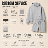 Ensemble short et sweat à capuche gaufré personnalisé IKDEER pour homme, gris clair, avec cordon de serrage, idéal pour la gym, la détente, le campus et le commerce de détail