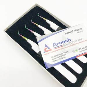 Outil d'extension de cils en acier inoxydable de haute qualité à poignée diamantée 45 90 degrés arc-en-ciel fibre pointes pointues pince à épiler durable - Product Image 3