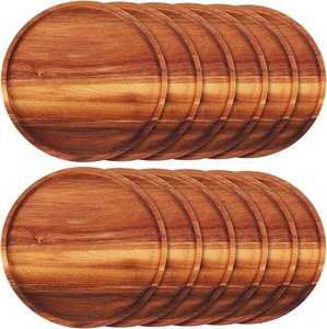 Plato de cena redondo de madera de Acacia respetuoso con el medio ambiente duradero plato de cargador pulido plato de cocina para platos de aperitivo de fiesta - Product Image 3