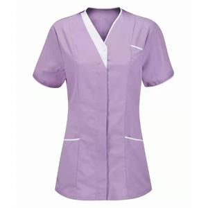Profesional nueva mezcla de algodón y poliéster de manga corta para mujer cuello en Y Scrub Hospital médico traje de enfermería uniformes OEM - Product Image 1