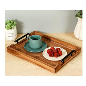Plateau de service en bois fabriqué à la main en Inde, conçu avec une finesse artisanale pour les maisons, les cafés et les salons, offrant un service quotidien raffiné - Product Image 2