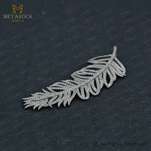 Colgante de plata de primera ley con forma de pluma para mujer, joya, plata esterlina 925, Diamante oxidado, hecho a mano - Product Image 2