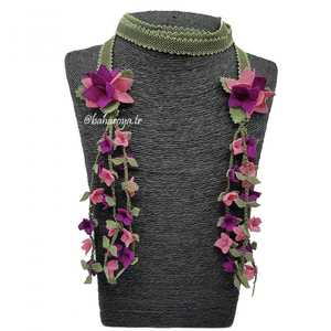 Purple-<b>Pink</b> Needle <b>Lace</b> Wrap Quadruple Bouquet Necklace Fashionable - Product Image 1