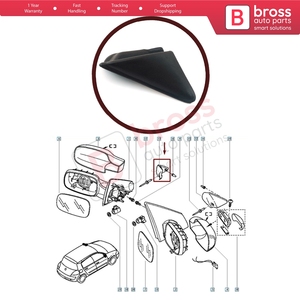 BSP982-1 Left Door Wing Side <b>Mirror</b> Finisher Trim <b>Panel</b> 8200073430 for Megane MK2 - Product Image 5