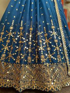 Hermosa colección de diseñador Lehenga Choli para mujer, trabajo de bordado de secuencia pesada de Georgette para bodas y cócteles - Product Image 6