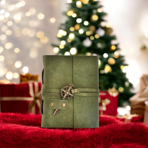 Cerradura de llave de latón antiguo cuero verde genuino encuadernado Vintage diario al por mayor cuaderno A5 diario cuadernos personalizados - Product Image 6