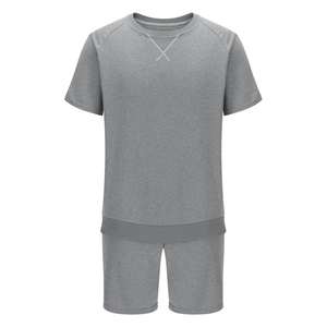 Calidad superior personalizado su propio diseño verano Color sólido hombres camisa de manga corta pantalones cortos deportes Casual verano hombres conjunto de dos piezas - Product Image 2