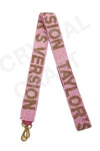 Heart Design Beaded <b>Purse</b> Strap Customized <b>White</b> Gold Seed Bead Bag Straps Customized Beaded Strap for Bags - Product Image 4