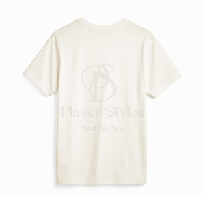 เสื้อยืดผ้าฝ้าย100% คุณภาพสูงสำหรับผู้ชายแบบปกติพอดีตัวโลโก้กำหนดเองได้พิมพ์โลโก้200g สีขาวทึบปรับแต่งได้ - Product Image 2