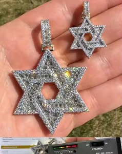 Magen Star David Fine Jewelry Pendentifs & Charms Argent Sterling 925 Vermeil Passes Diamond Tester Hip Hop Jewelry MOISSANITE - Product Image 1
