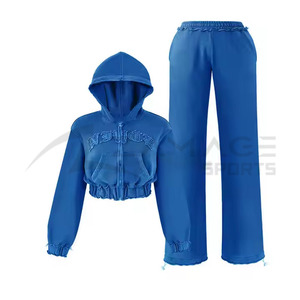 Chándal de ropa deportiva para mujer con joggers elásticos y chaqueta con cremallera para ropa deportiva, sesiones de gimnasio y ejercicio al aire libre - Product Image 1