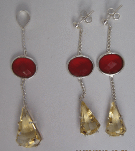 Pendientes de Plata de Ley 925 con Citrino Natural y Cornalina para Mujer, Shah Gems, Accesorio de Moda - Product Image 1