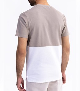 เสื้อยืดสำหรับผู้ชายบริการ OEM สินค้ามาใหม่เสื้อยืดผ้าฝ้ายน้ำหนักเบาระบายอากาศได้ดีสีพื้นสองโทน - Product Image 2